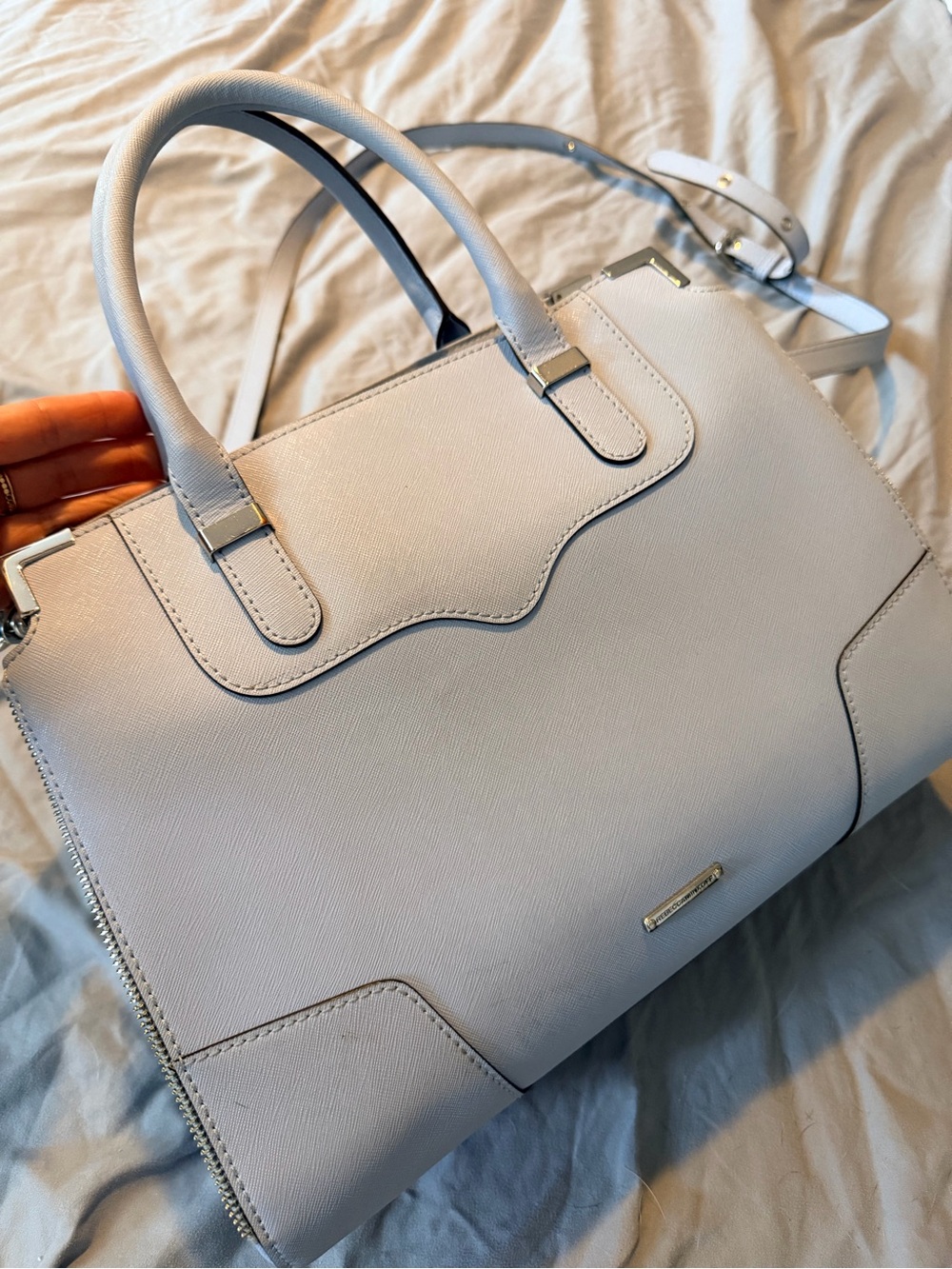 Rebecca Minkoff Light Blue Structured Top-Handle Crossbody Bag - Picture 3 of 10